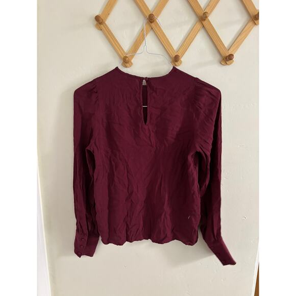 Aritzia Top Women's 2XS Burgundy Wilfred Clarissa Blouse Long Sleeve - Picture 5 of 6